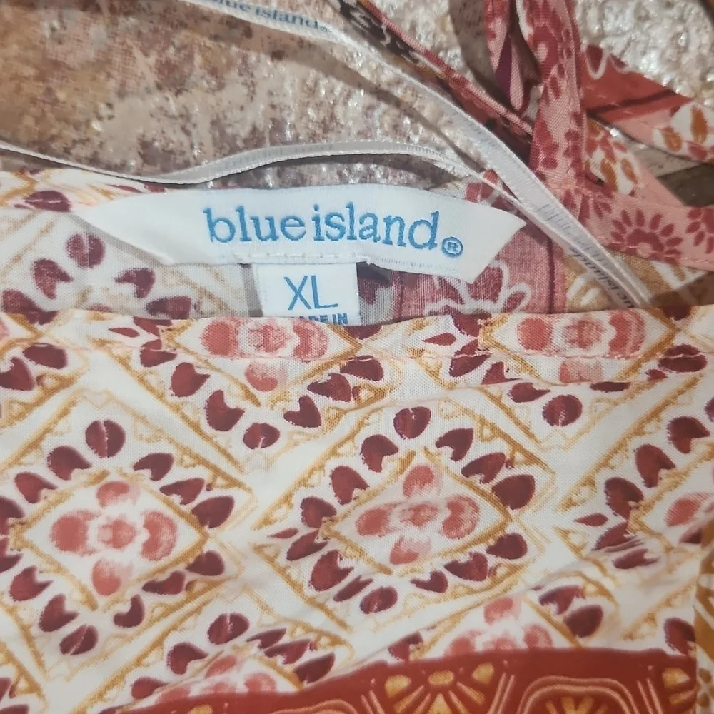 Blue Island Floral Geometric Dress Womens XL - Picture 2 of 4
